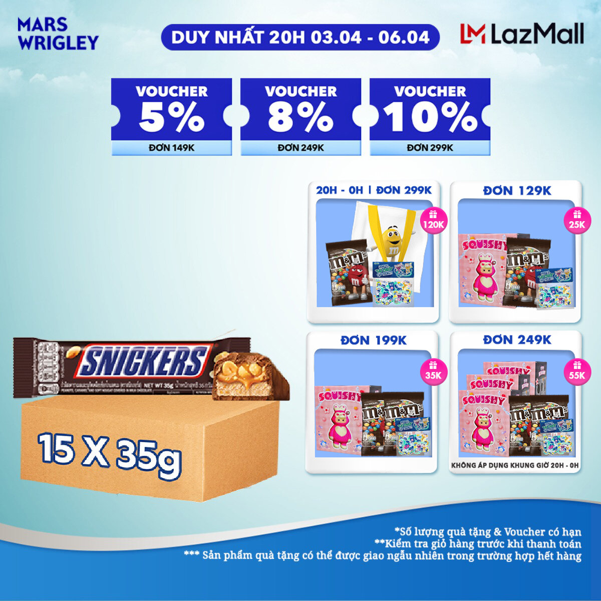 Combo 15 thanh Kẹo Sô Cô La Snickers Đậu Phộng 35g
