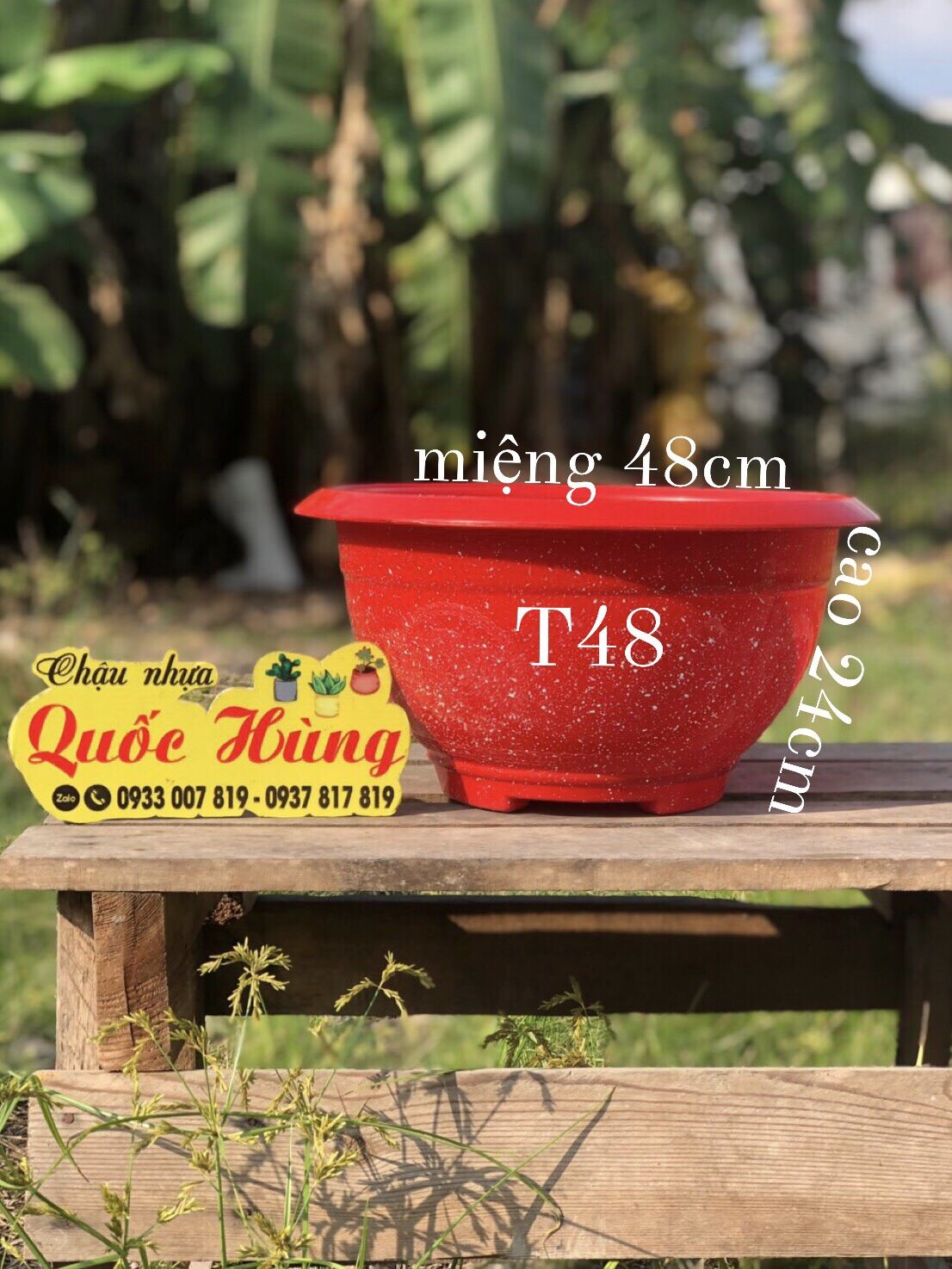 Chậu nhựa trồng cây truyền thống T48 đỏ