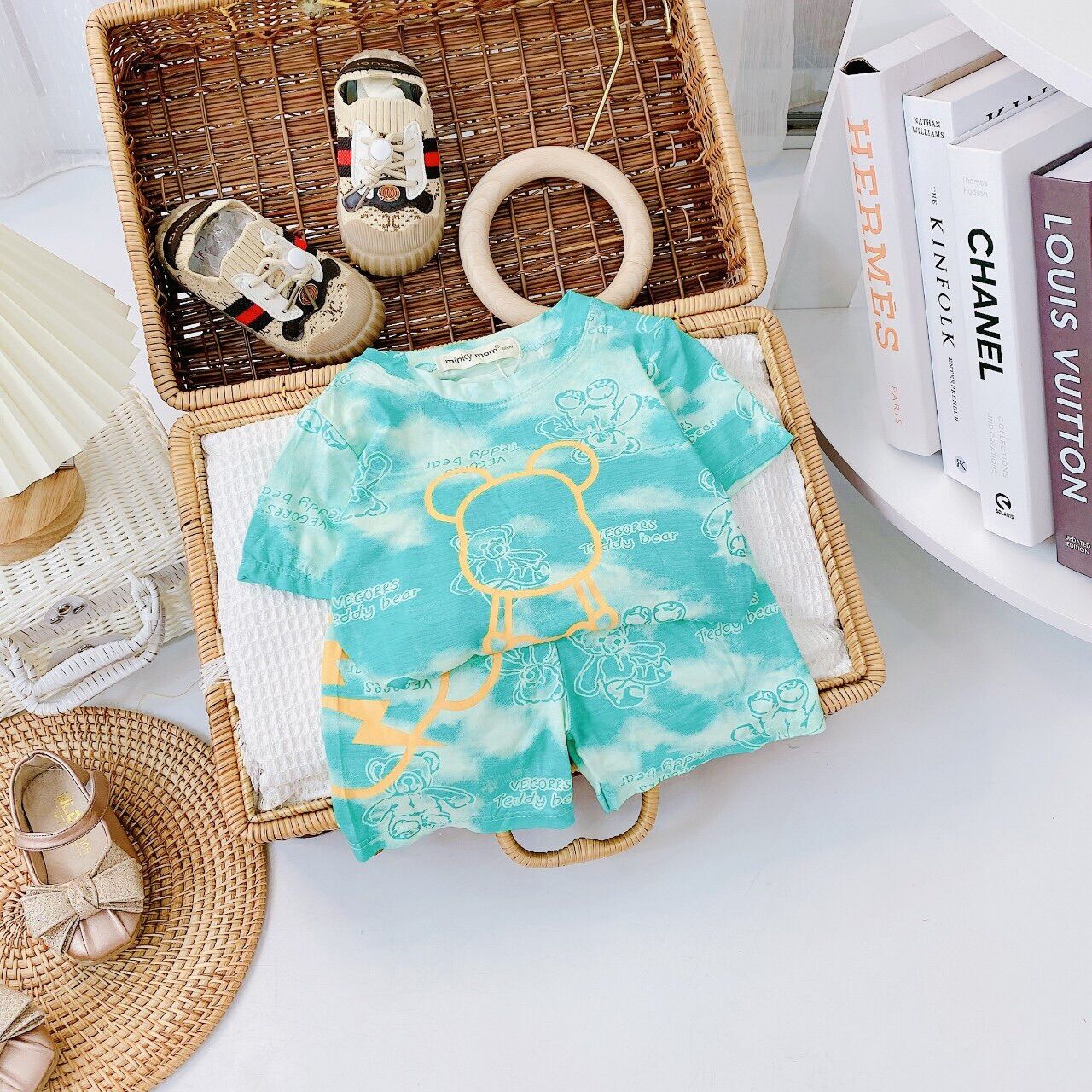 Bộ cộc tay thun lạnh minky cho bé