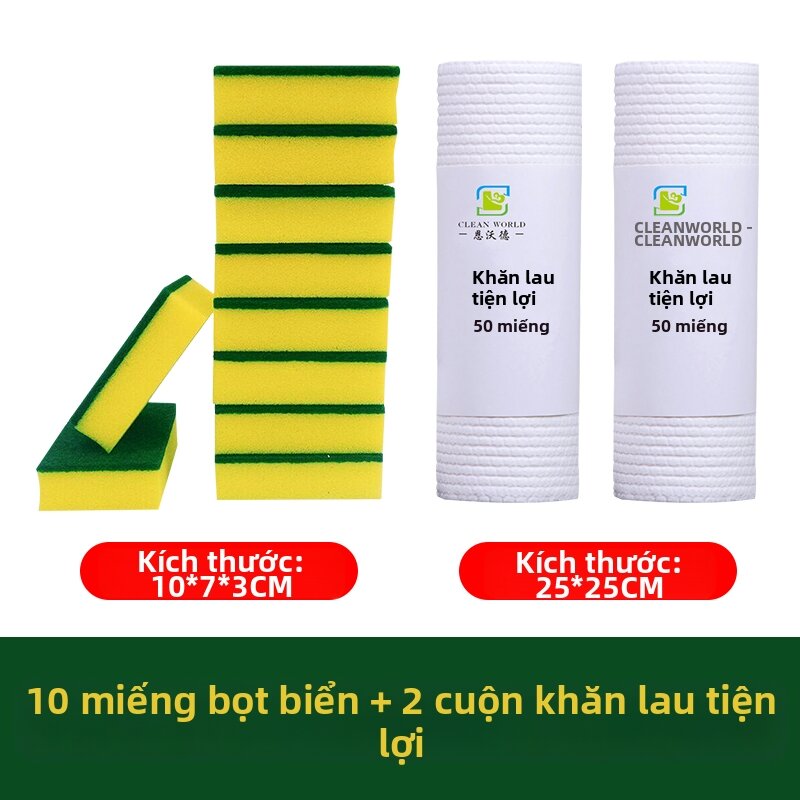 CLEAN WORLD | Durable Cleaning Sponge Scrubbing Cloth for Dishwashing - 8