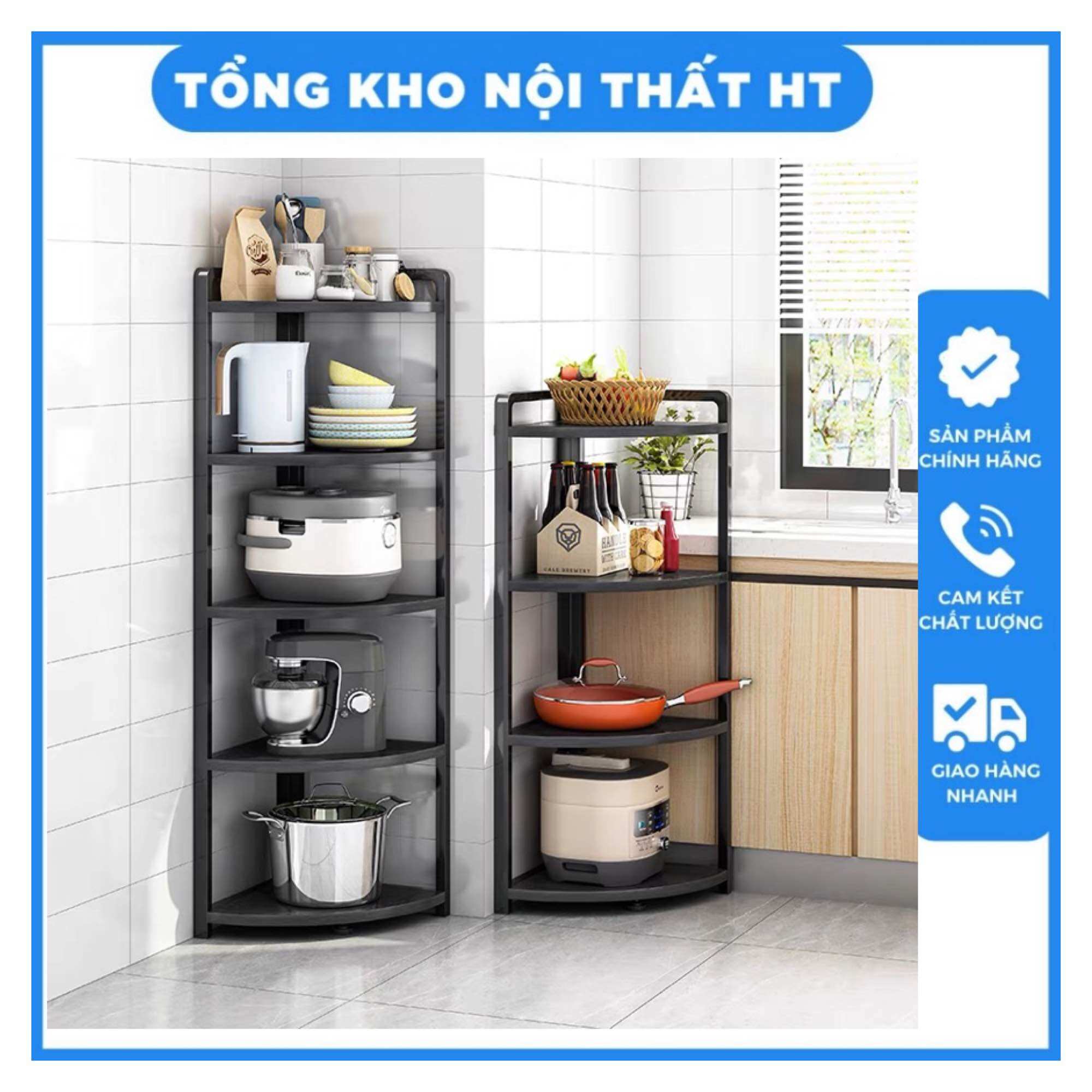 Kệ góc tường đa năng kệ xoong nồi gia vị nhà bếp