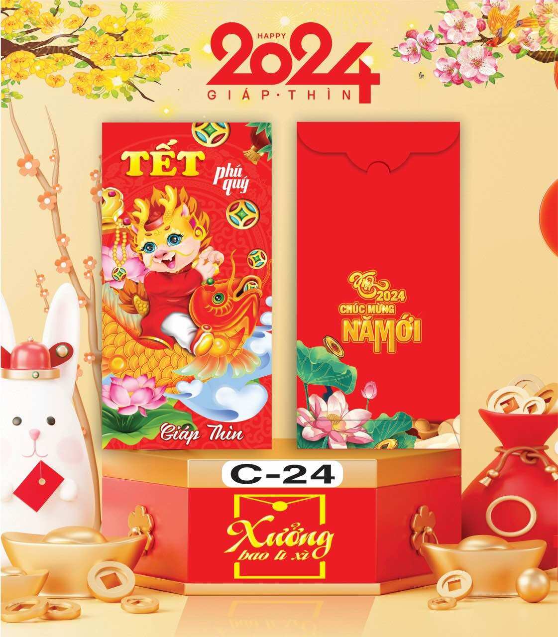 Xấp 10 bao lì xì năm mới 2024 xịn