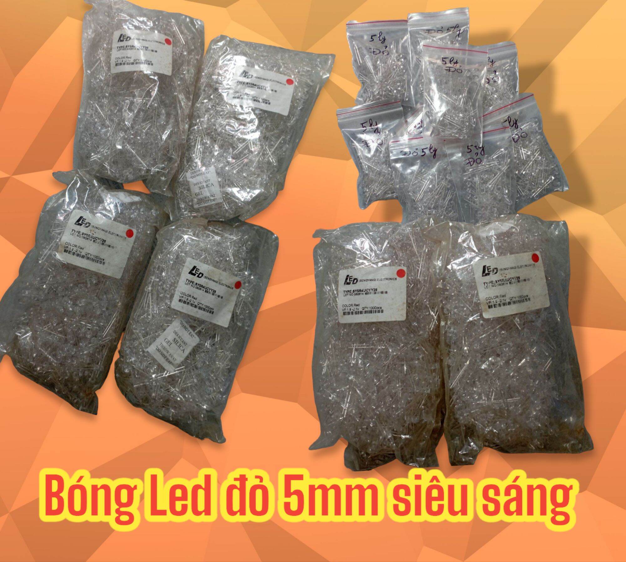Bóng led đỏ 5mm, led 5 ly , bóng led đỏ ruồi 5mm siêu sáng