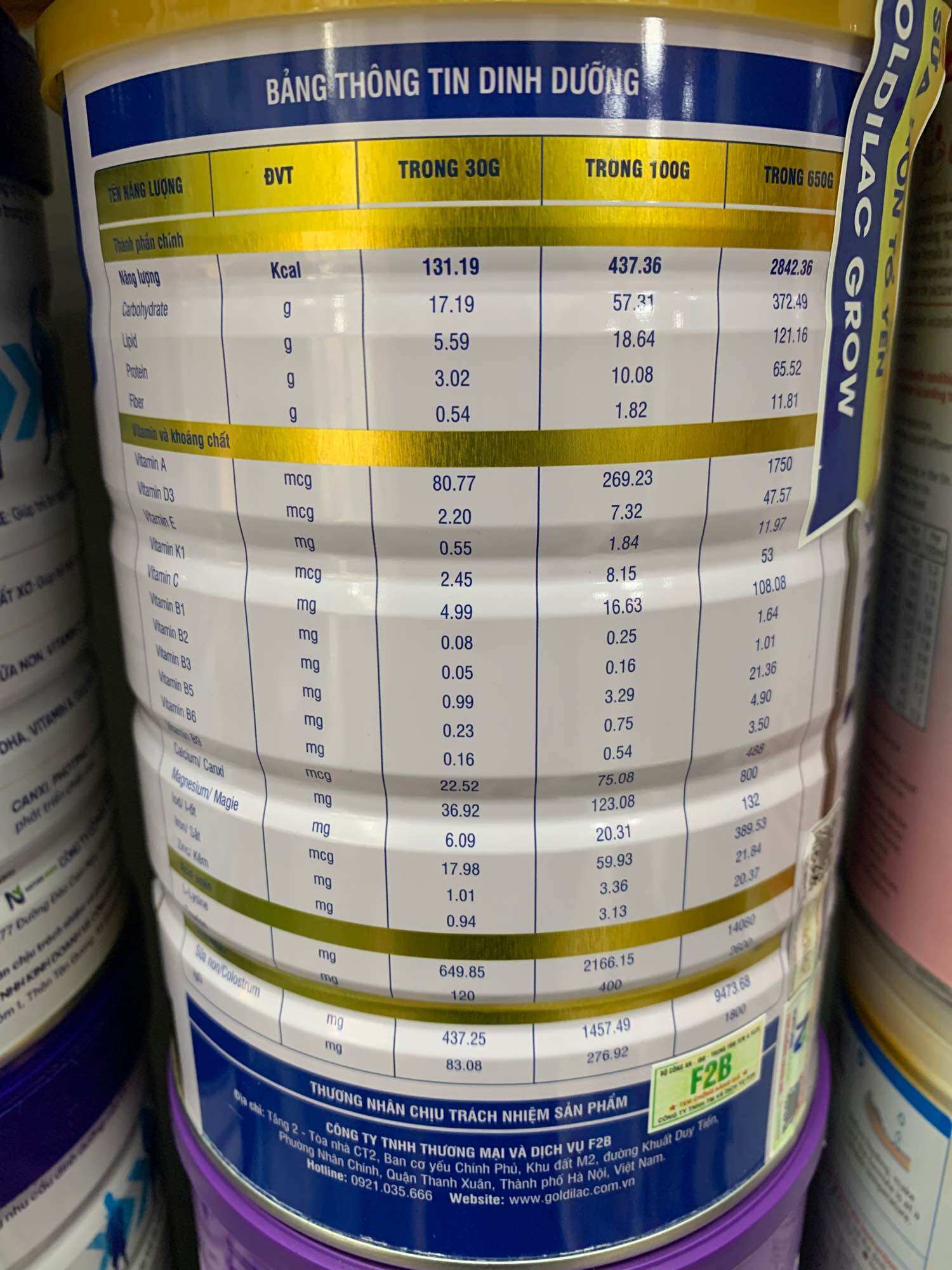 Sữa non Goldilac Grow 650g date mới
