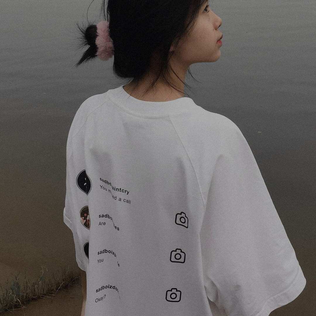 Áo Thun Nam Nữ , Áo Cặp Unisex 2 Màu Đen Trắng Trùm Croptop Phông Rộng In Hình Sadboyram 40-65kg