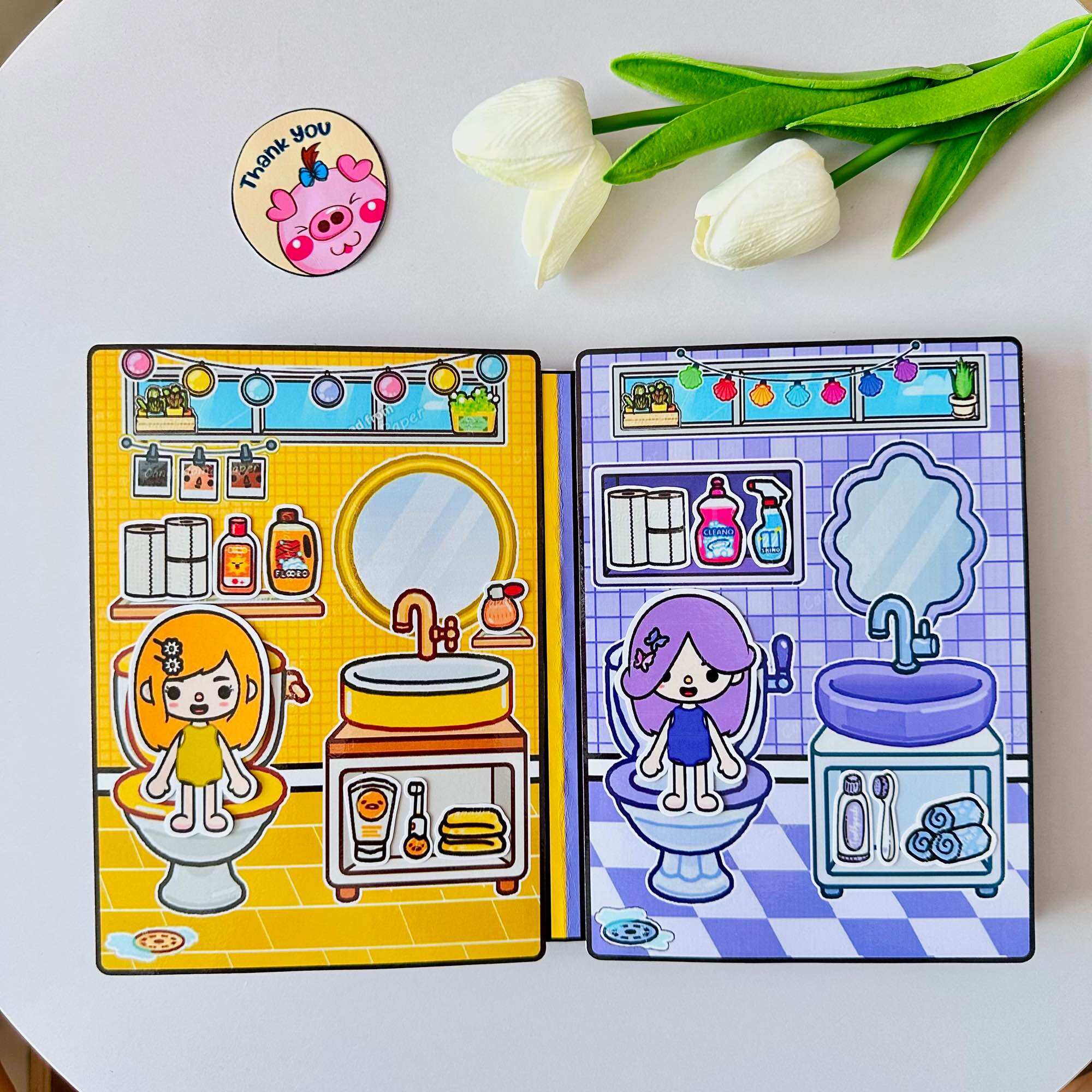 Ngôi nhà màu tím vàng của Tocaboca - Búp bê giấy