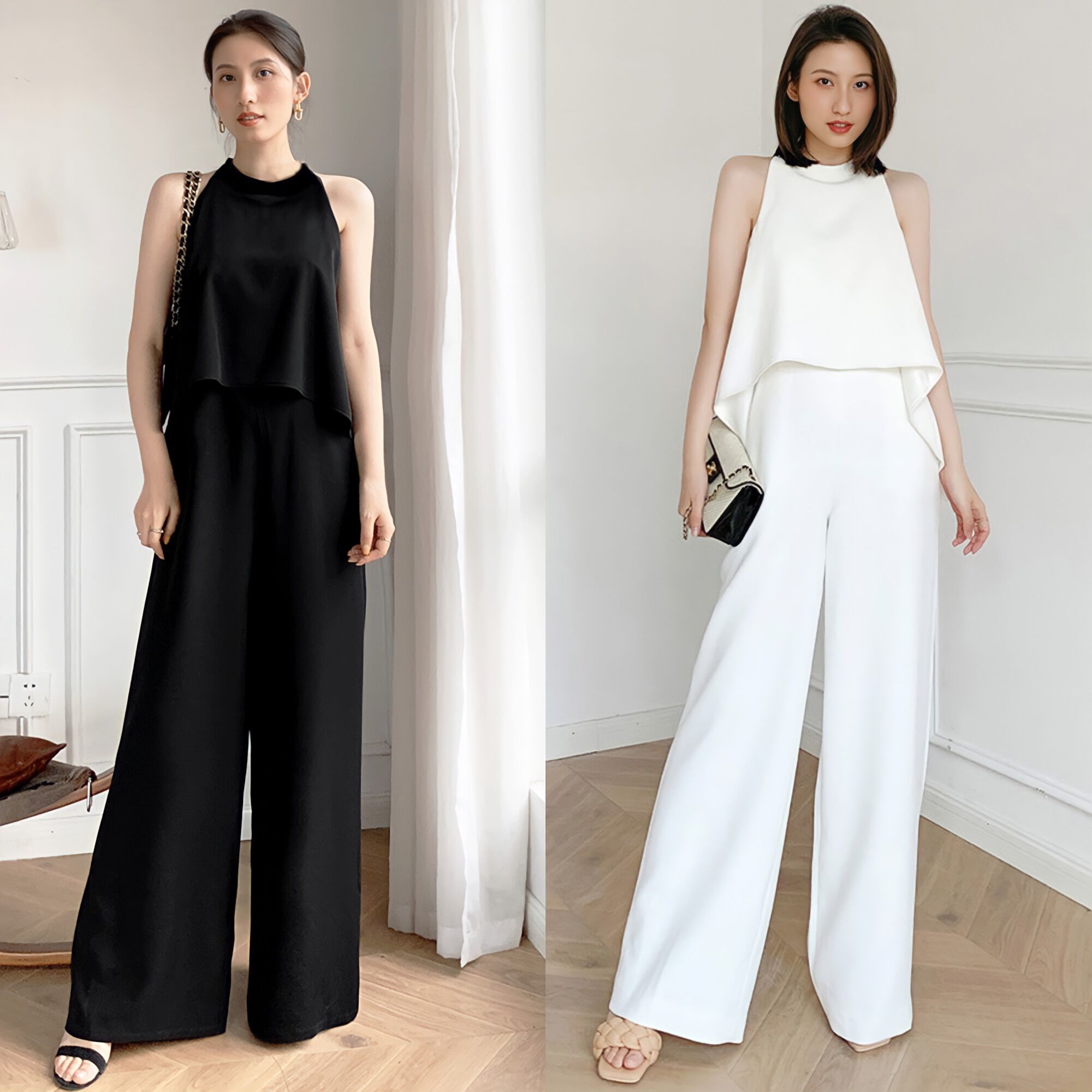 Set bộ đi tiệc đi chơi áo yếm kèm quần culottes a43