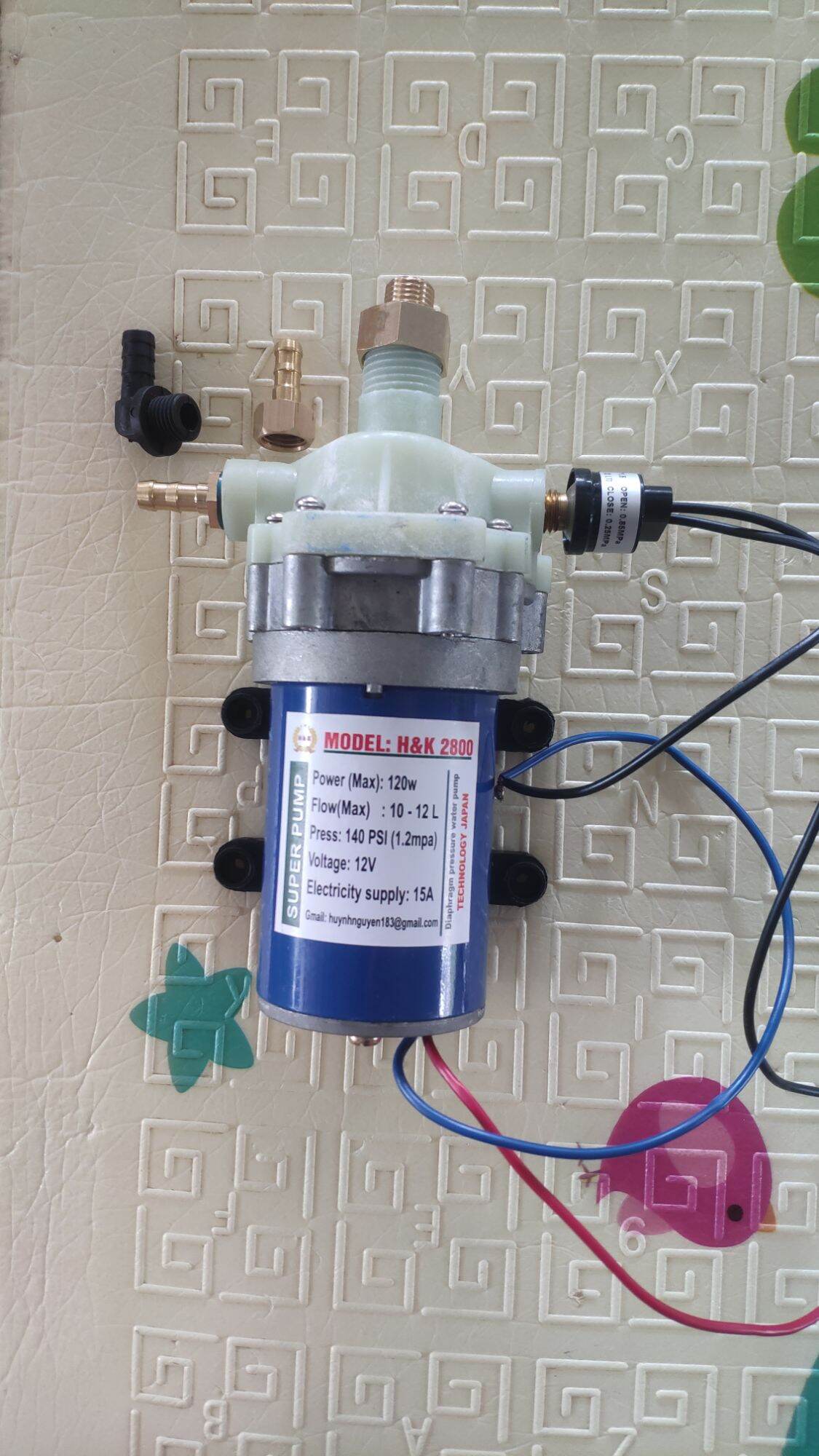 Máy bơm tăng áp 12v Japan Model 2800 120w không kèm nguồn tưới cây, phun sương, tưới lan, phun thuoc