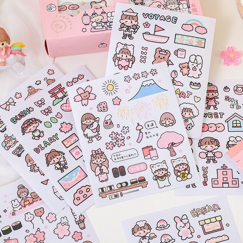 🌸Set 50 tờ sticker nhãn dán trang trí dễ thương🌸