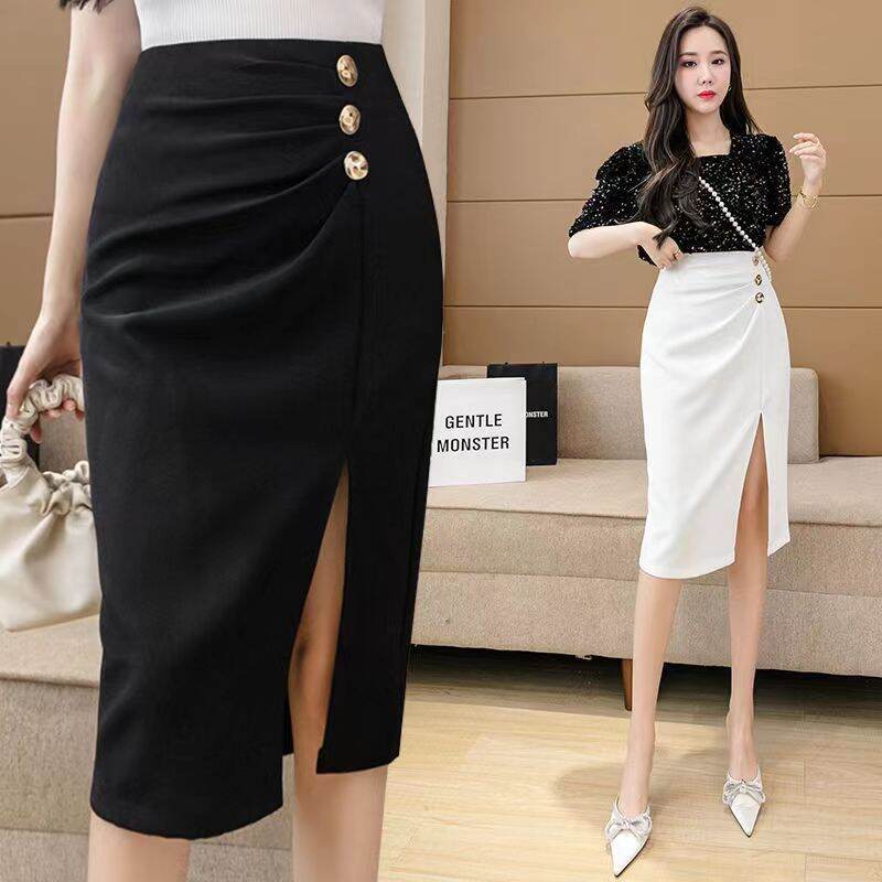 Chân váy công sở dáng bút chì  xẻ trước dài qua gối Quảng châu  (mã 2)