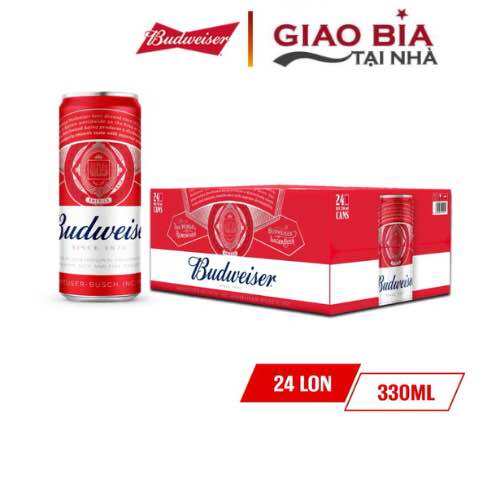 Bia Mỹ Budweiser Thùng 24 Lon New 330ml Date T12.2025 Ship Hoả Tốc HN