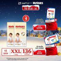 Combo 2 Tã quần Huggies Skin Perfect XXL size Mega Jumbo 64+4 miếng - Nhiều phiên bản