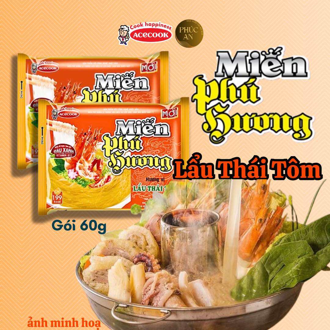 Thùng Miến Phú Hương vị lẩu thái tôm 60g 24 gói glass noodles Thai shrimp