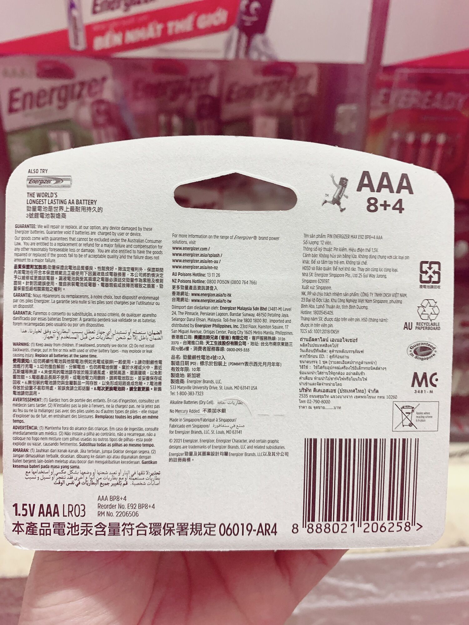 Pin Energizer Max E92 BP8+4 AAA