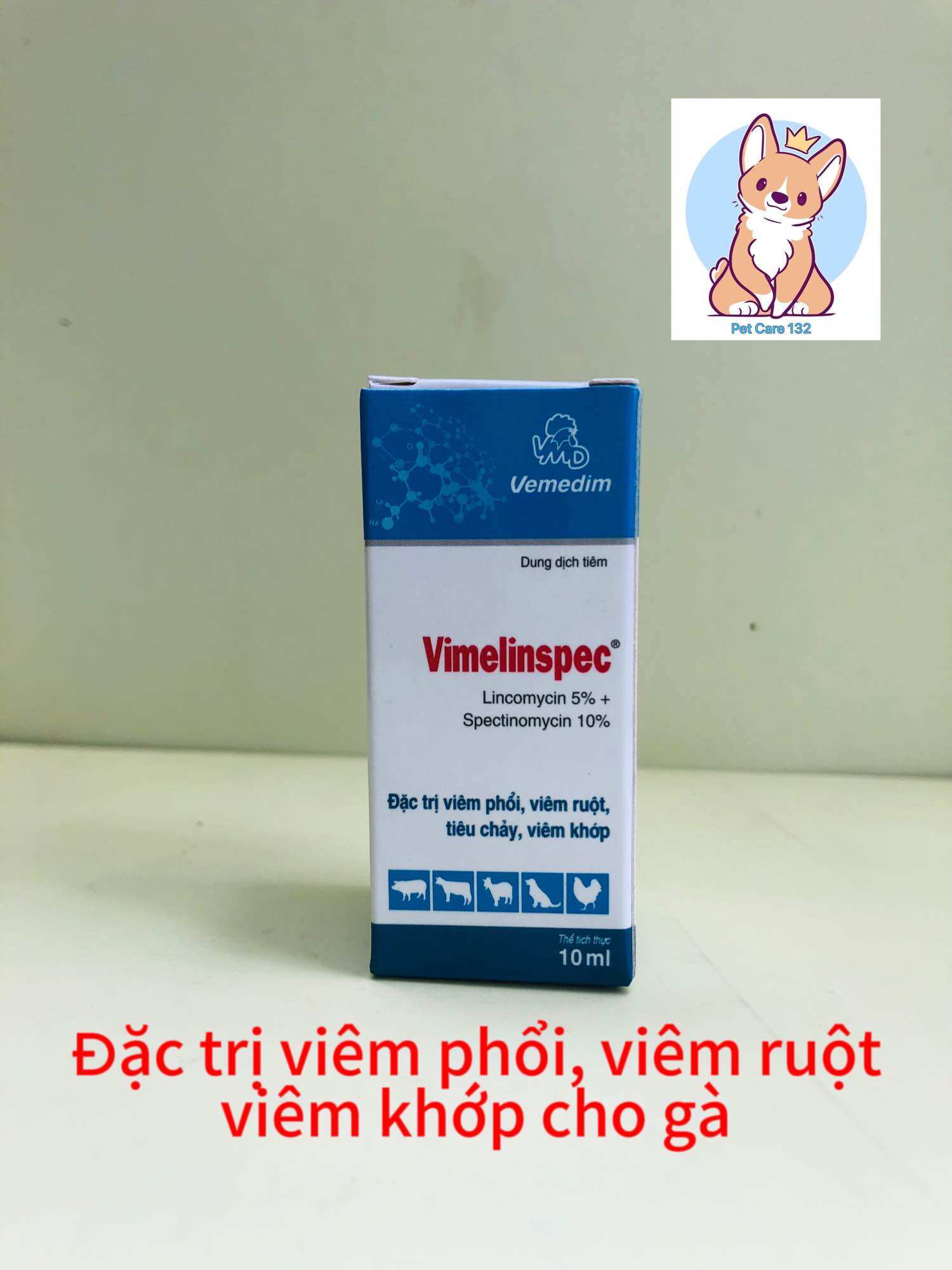 Vimelinspec 10ml, giúp hết viêm phổi, viêm ruột, viêm khớp trên gà.