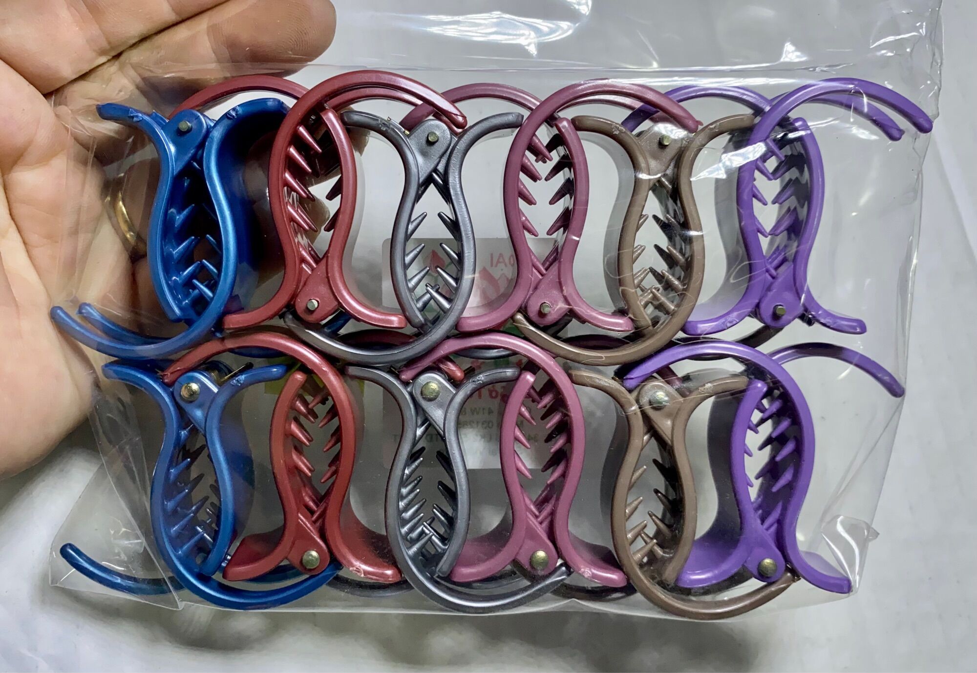 🏵 Lố 12 cái Kẹp Tóc CÀNG CUA 3 Răng, MẪU LỚN (Dài 4,5cm)