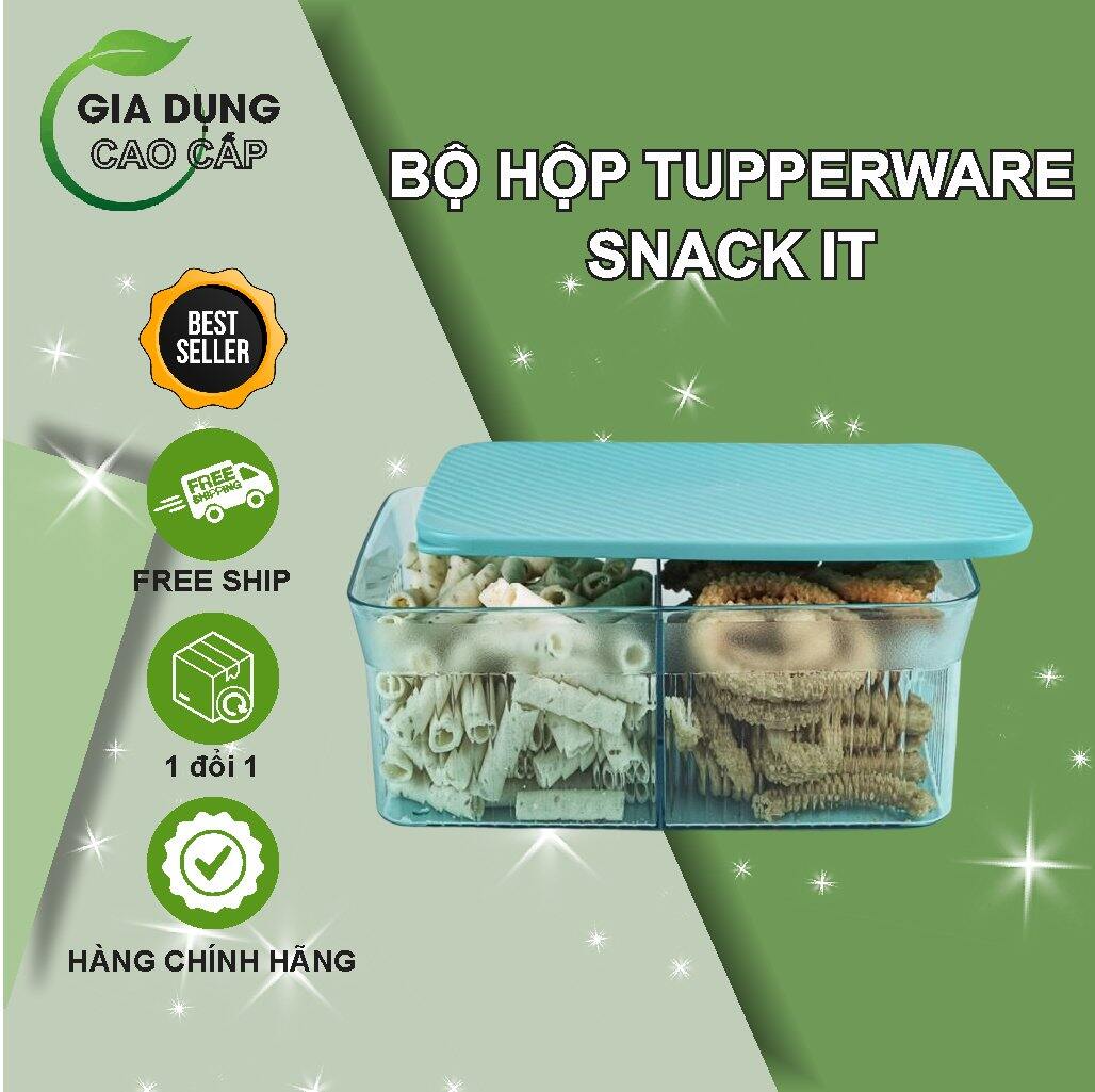 Hộp bảo quản thực phẩm chia ngăn Snack It Paradise Tupperware làm từ nhựa nguyên sinh kín khí kín nước