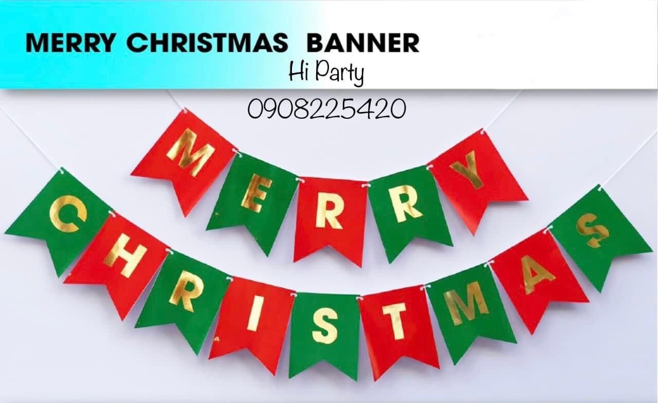 Bộ dây chữ Merry christmas đuôi cờ ánh kim