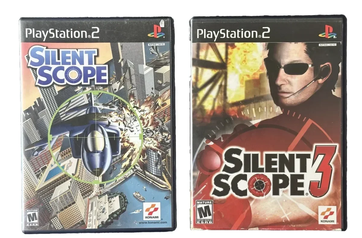 bộ 3 đĩa game ps2 silent scope 1 , 2 ,3 ( game bắn súng )