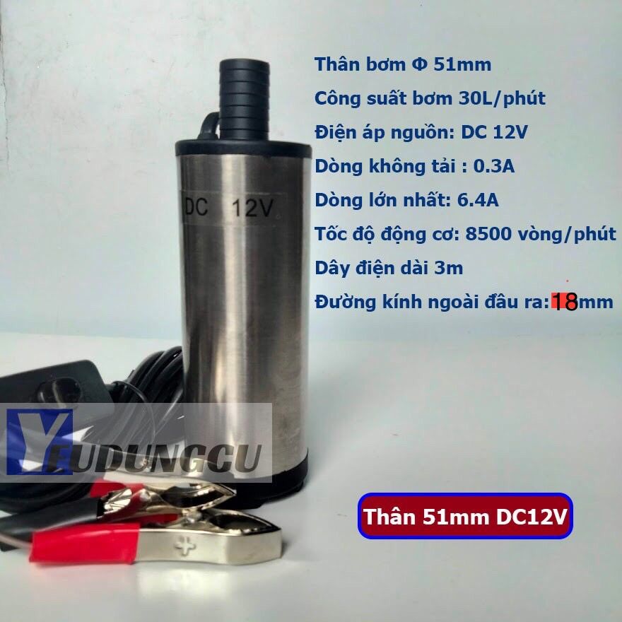 Bơm chìm 12v mini ,bơm dầu,bơm nước di động