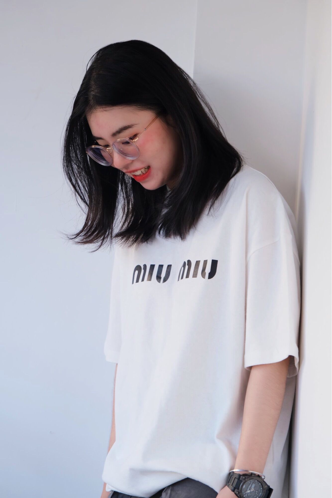 Áo thun unisex form rộng tay ngắn cổ tròn nam nữ chất liệu cotton PURUWEAR in chữ MIU MIU thời trang Hàn Quốc phù hợp đi học đi chơi