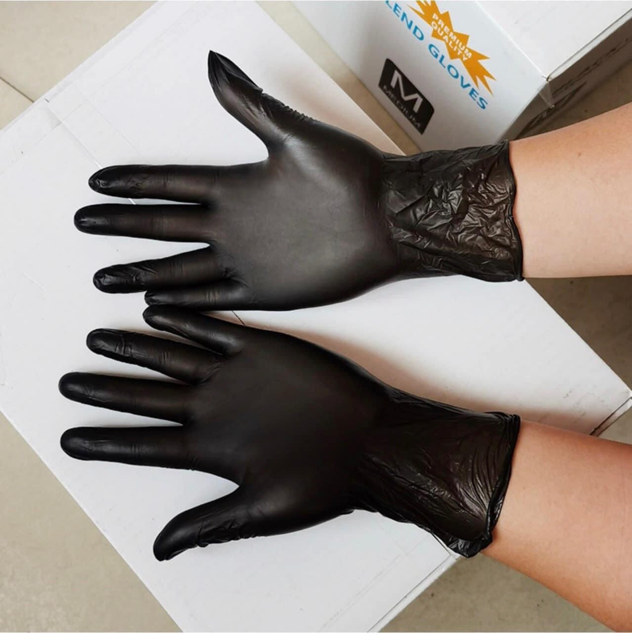 Găng Tay Y Tế Đen Ko Bột Size M [ hộp 100 chiếc]