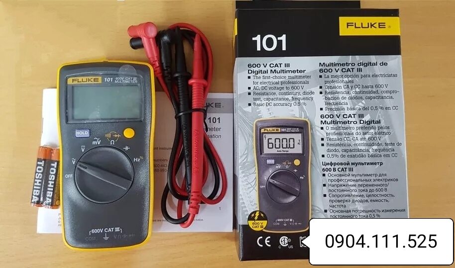 Fluke 101 Multimeter Measures Voltage, Resistance, Capacitors, Frequency, Genuine Product Without Packaging