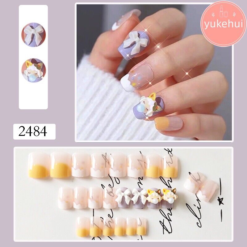 [HCM]Bộ 24 Móng Tay Đính Đá Nhiều Mẫu Kèm Keo