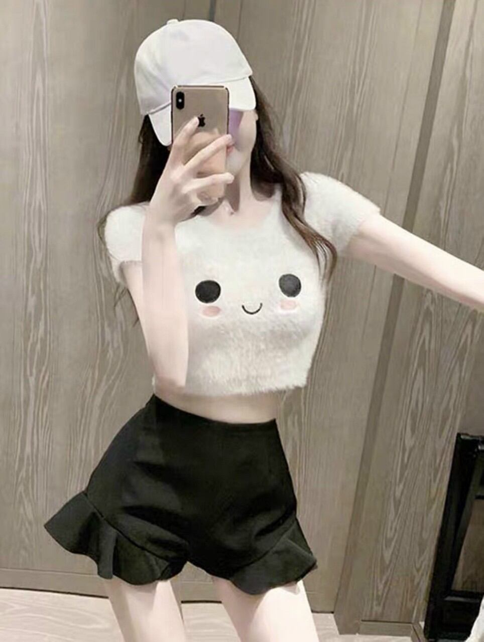Áo kiểu croptop áo lông gấu áo dáng nhỏ xinh cưng form dưới 45kg