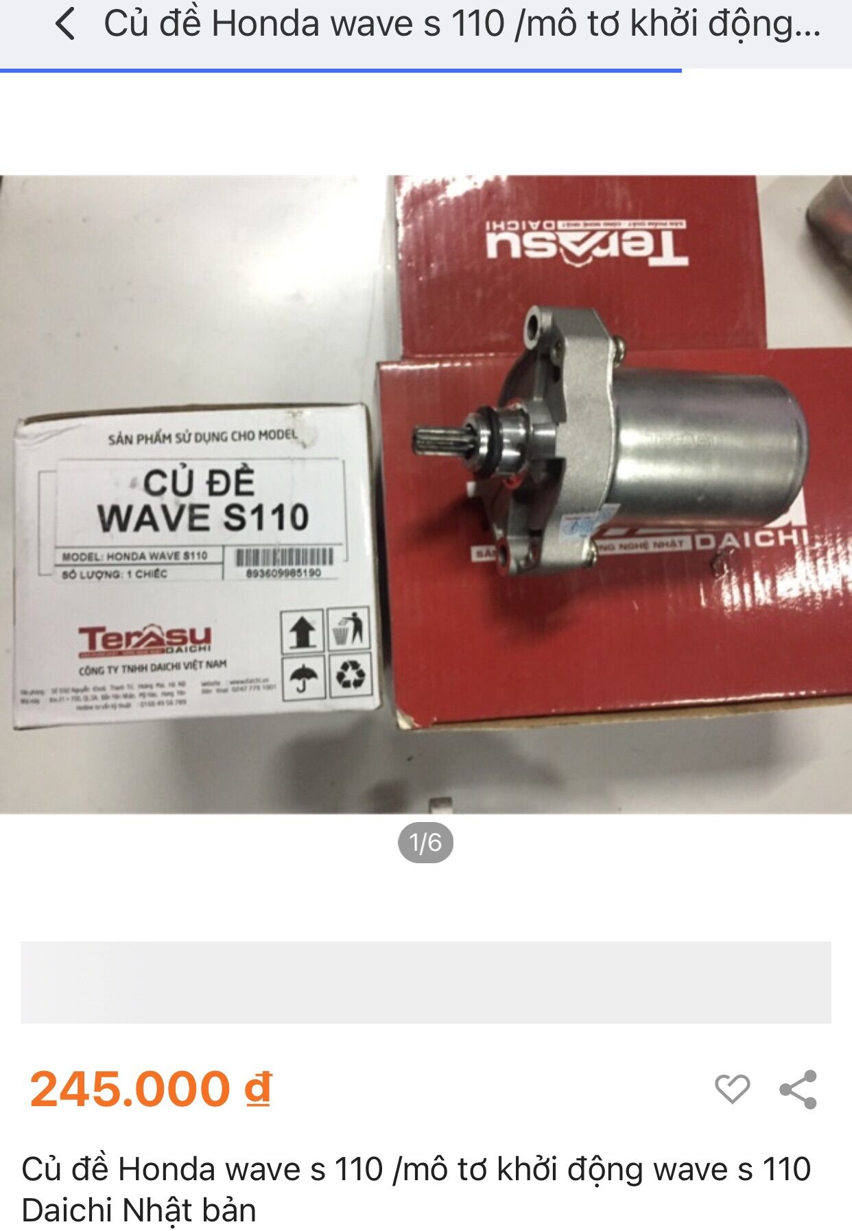 Củ đề Honda wave s 110 /mô tơ khởi động wave s 110 Daichi Nhật bản