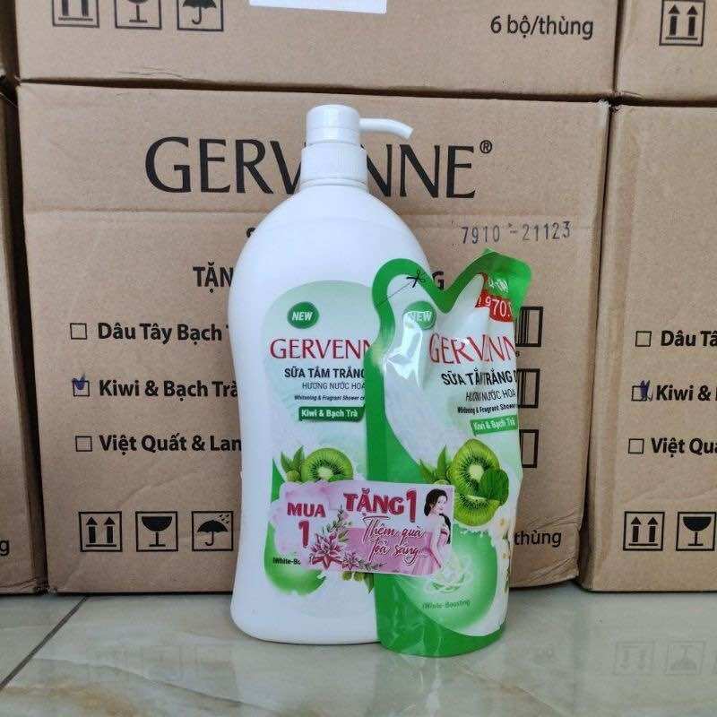 Sữa tắm gervenne 1.2kg tặng túi 600g - cho làn da sáng mịn