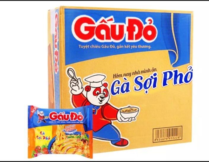Mì Gấu đỏ Tôm&Gà, Gà sợi phở. Thùng 30 gói