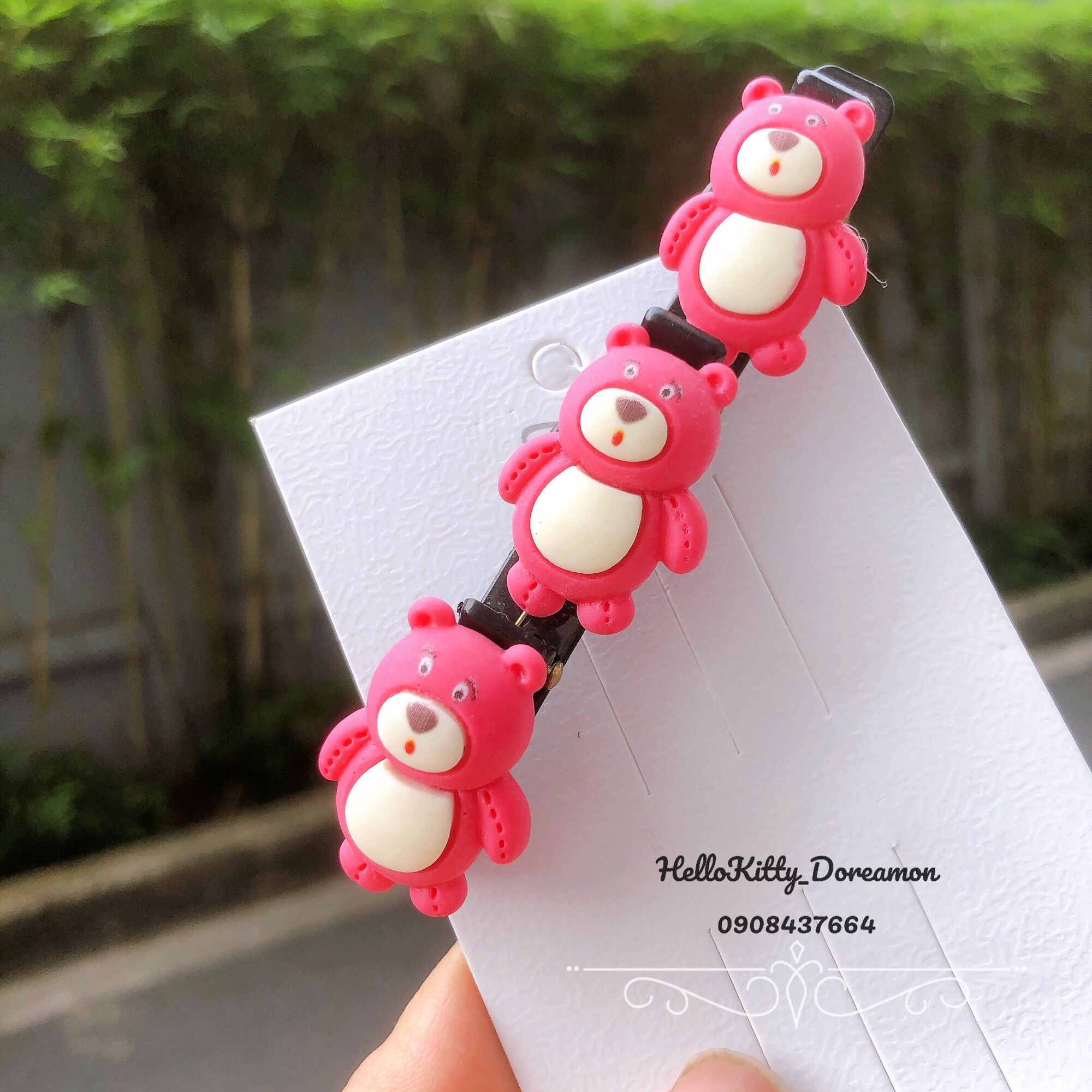 Kẹp tóc mái tạo kiểu bện xoắn gấu dâu lotso