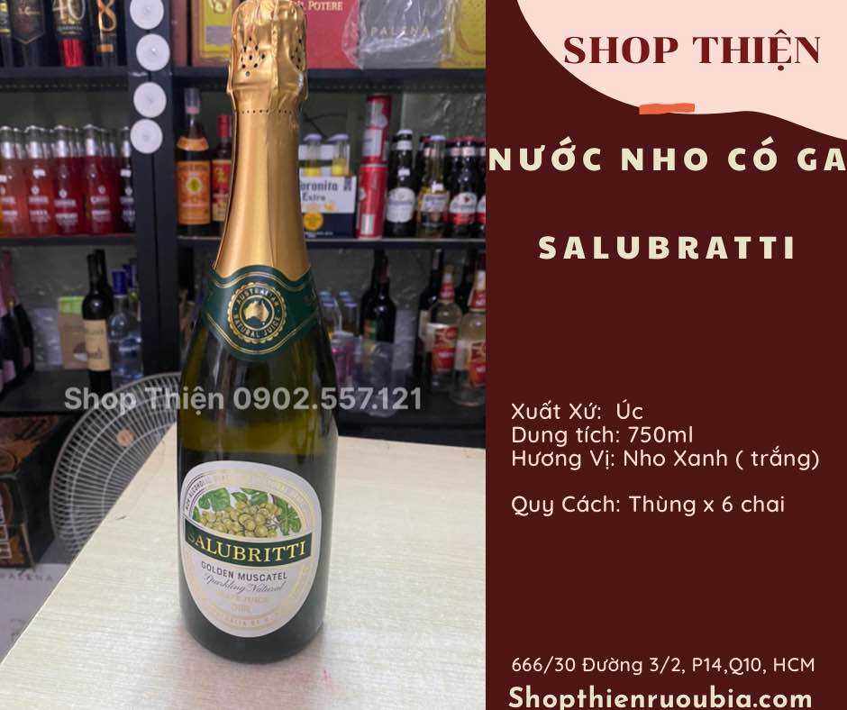 Nước Nho ÚC có Ga SALUBRITTI 750ml- Nho xanh( Nho Trắng)