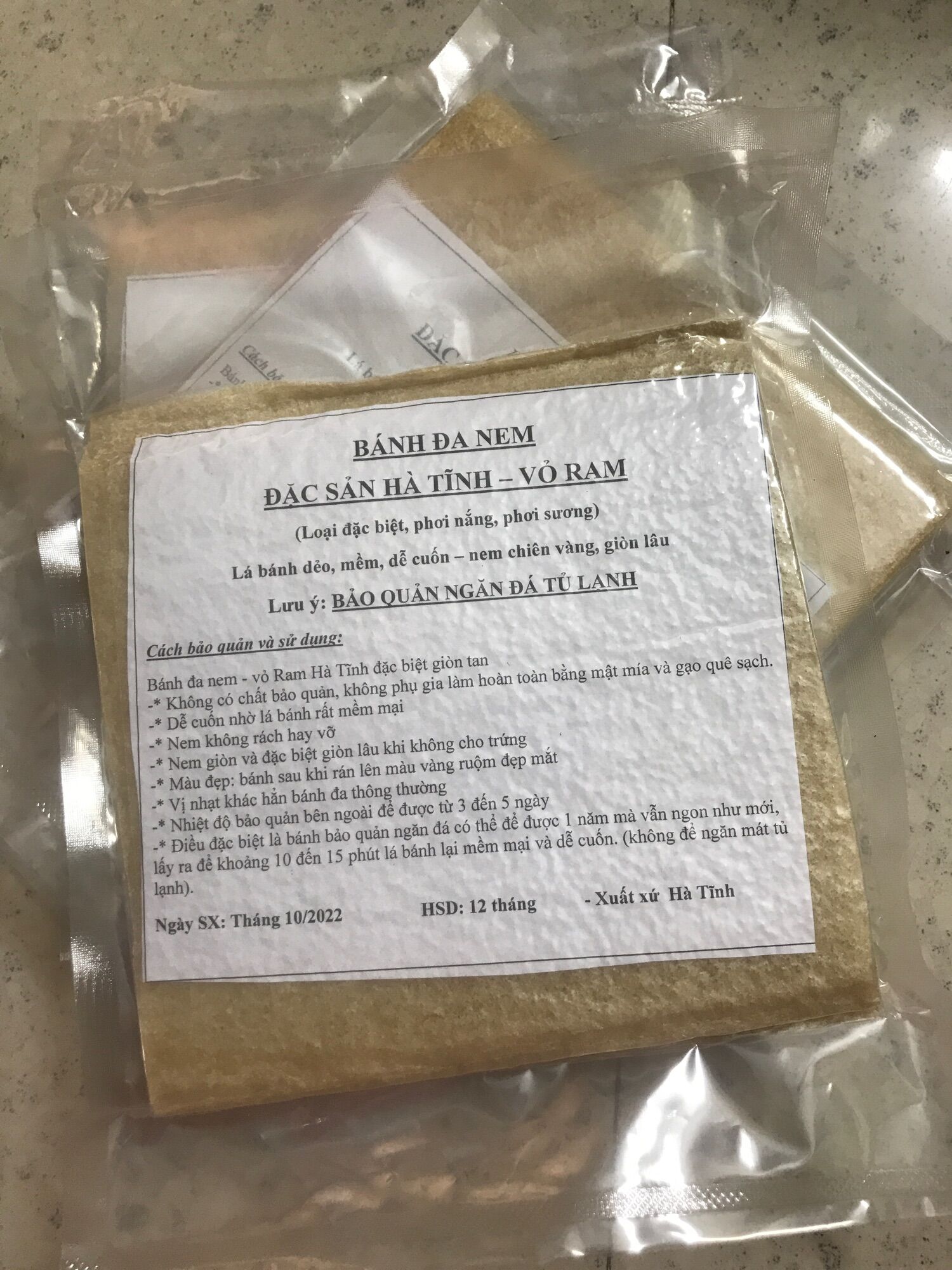100 lá Bánh Đa Nem - Vỏ Ram Đặc sản Hà Tĩnh