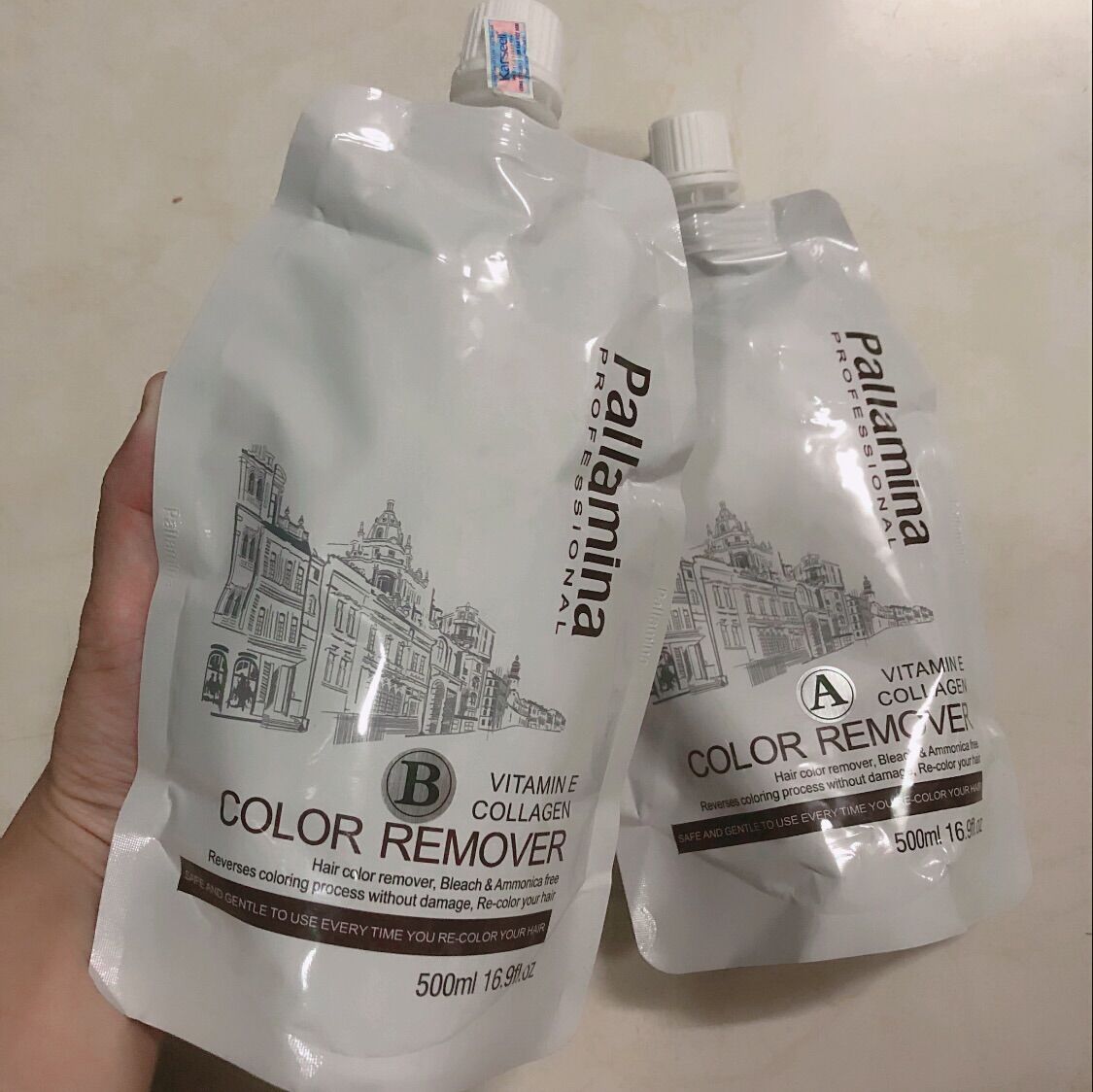 Bóc màu đỏ đen oxy hóa Pallamina Color Remover Collagen 500ml