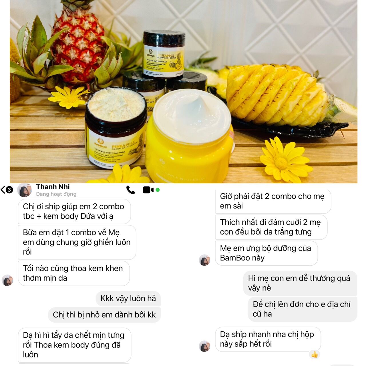 💥NEW💥COMBO KEM BODY+ TẨY TẾ BÀO CHẾT DỨA BAMBOO