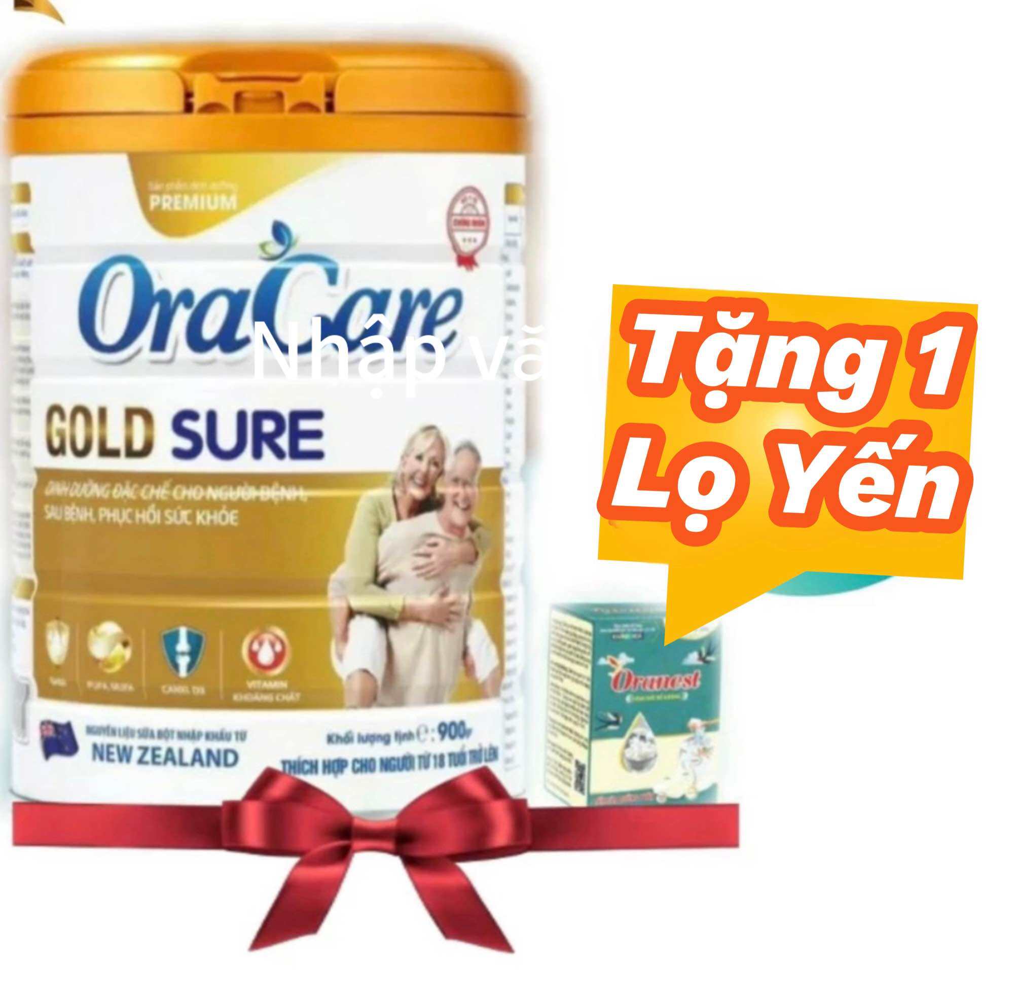 Sữa Oracare Gold Sure phục hồi sức khỏe 900g( mua 1 lon tặng 1 lọ Yến)