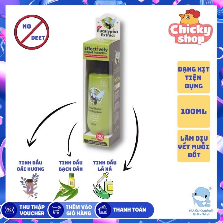 Tinh dầu tự nhiên chống côn trùng/muỗi cho bé 100ml KU1123A