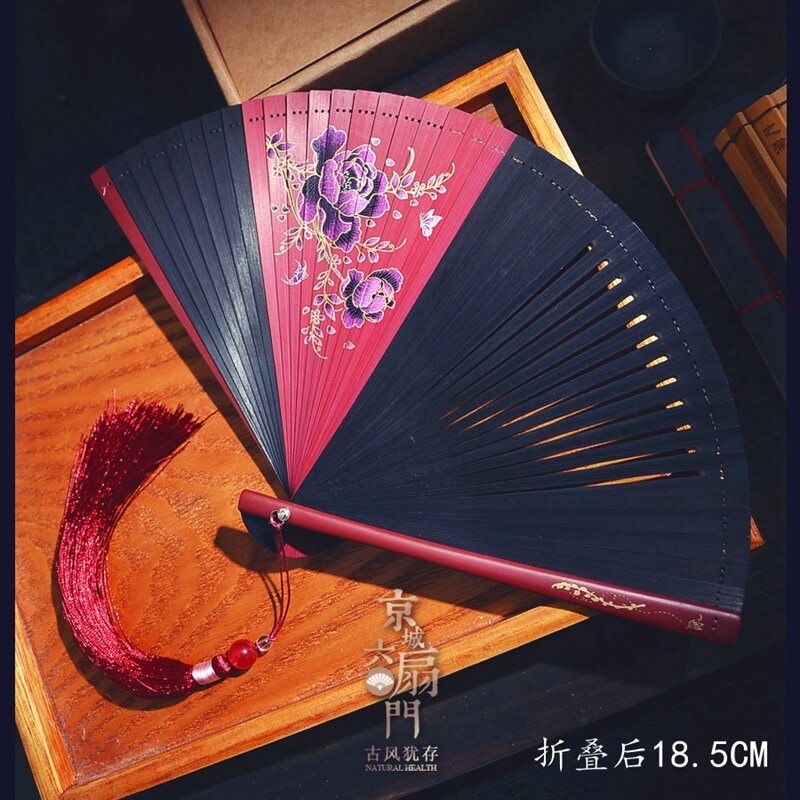 5-Inch Small Fan Mini Chinese Style Full Bamboo Fan Inkjet Retro Style Men's and Women's Folding Fan Green Jump Dance Fan Summer