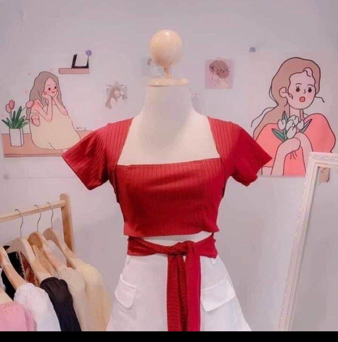 ÁO DÂY CỘT NƠ EO ÁO CỔ VUÔNG FORM 45KG(PC)