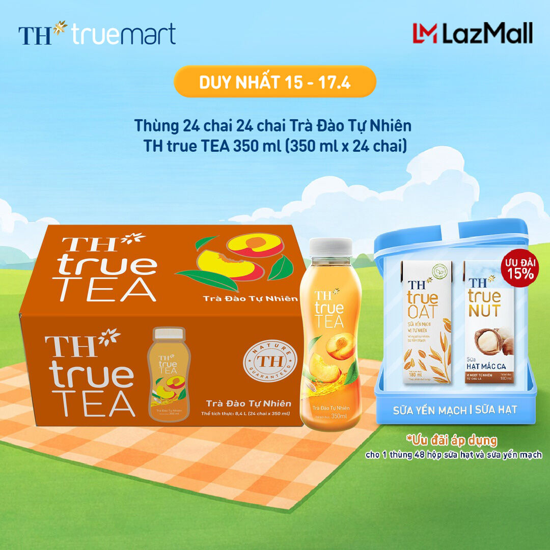 Thùng 24 chai Trà Đào Tự Nhiên TH true TEA 350ml (24 x 350ml)