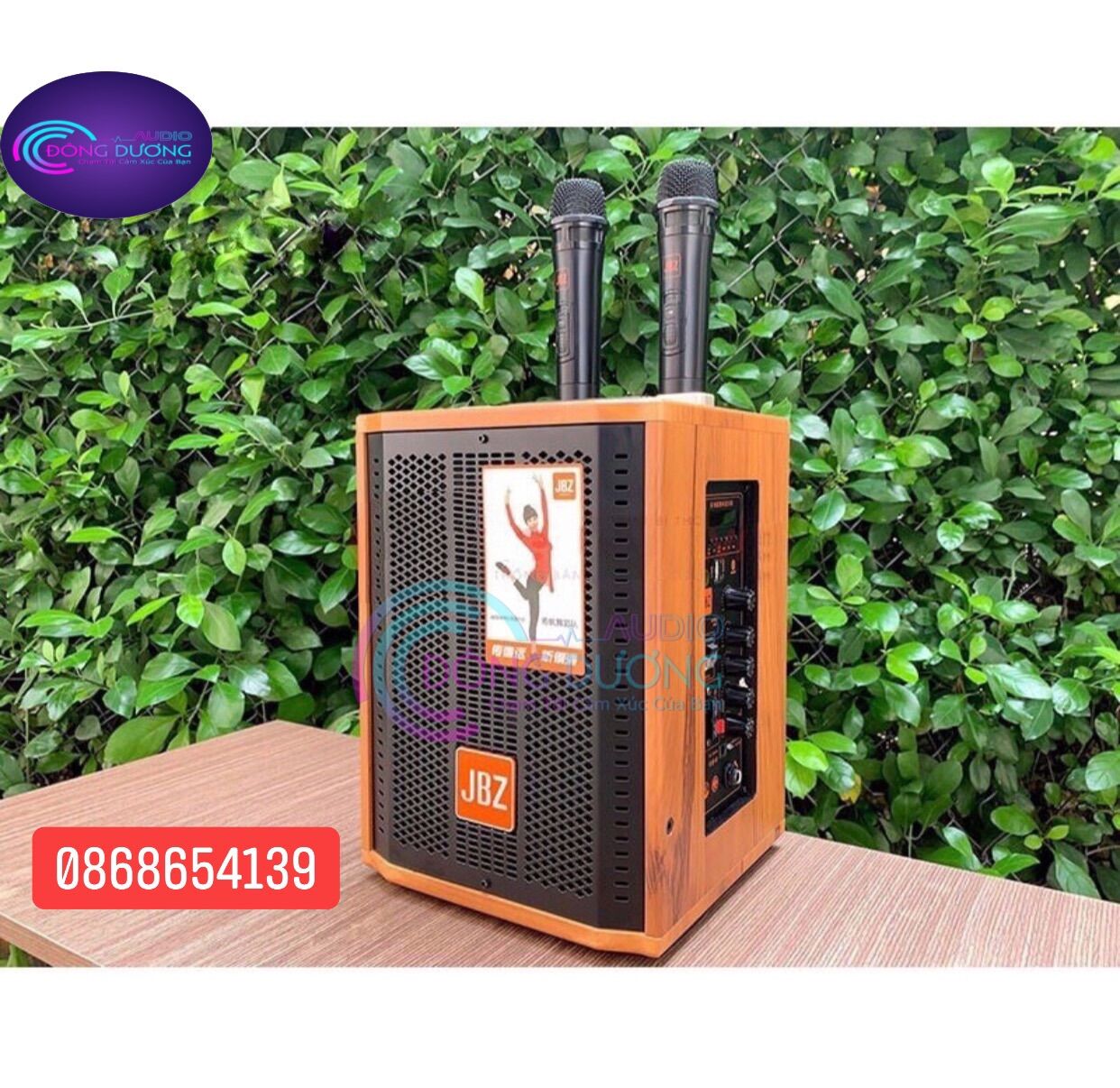 Loa karaoke - loa kẹo kéo di động - hàng nhập khẩu nguyên chiếc tặng kèm 2 mic xịn