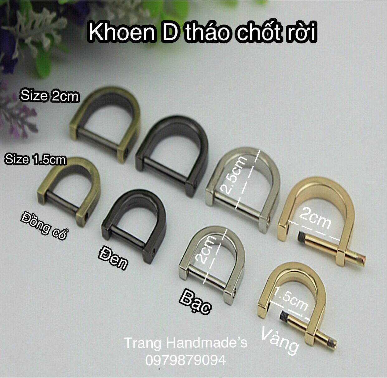 Khoen D tháo chốt rời size 1.5cm