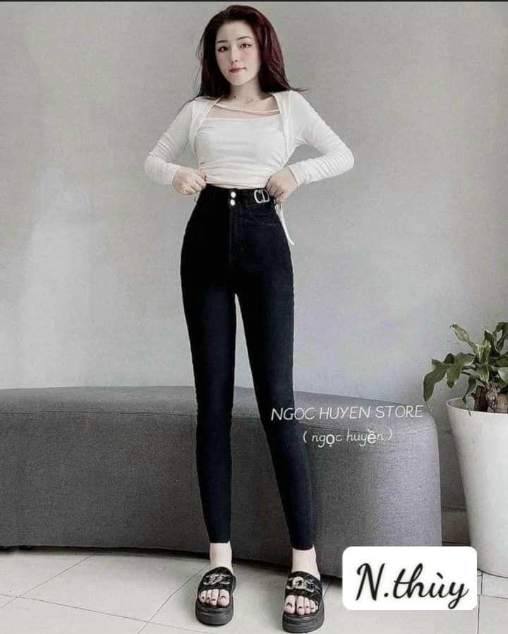 Quần jean nữ cạp cao dáng ôm body, chất co giãn đẹp ❤