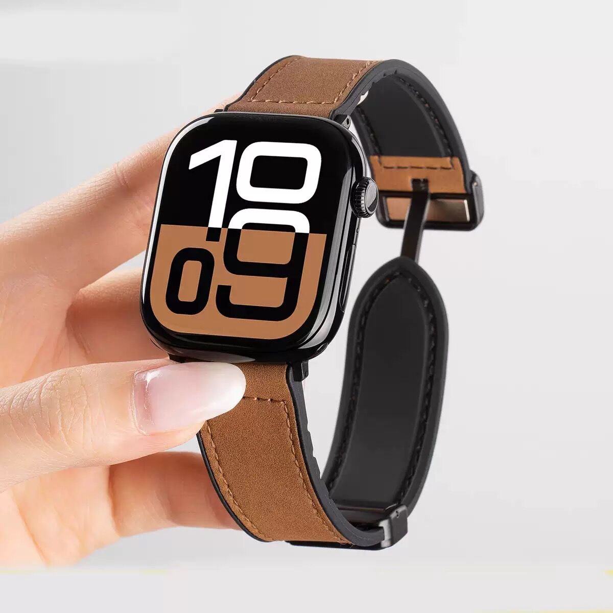 Premium Leather Apple Watch Band S11 Magnetic Buckle Unisex True to Size Single Fold Clasp Interface Medium Thickness Giá 286,000 Đồng*Miễn phí vận chuyển
