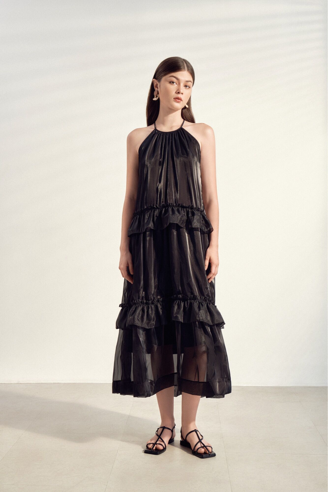 SAP-Đầm organza dáng dài bồng