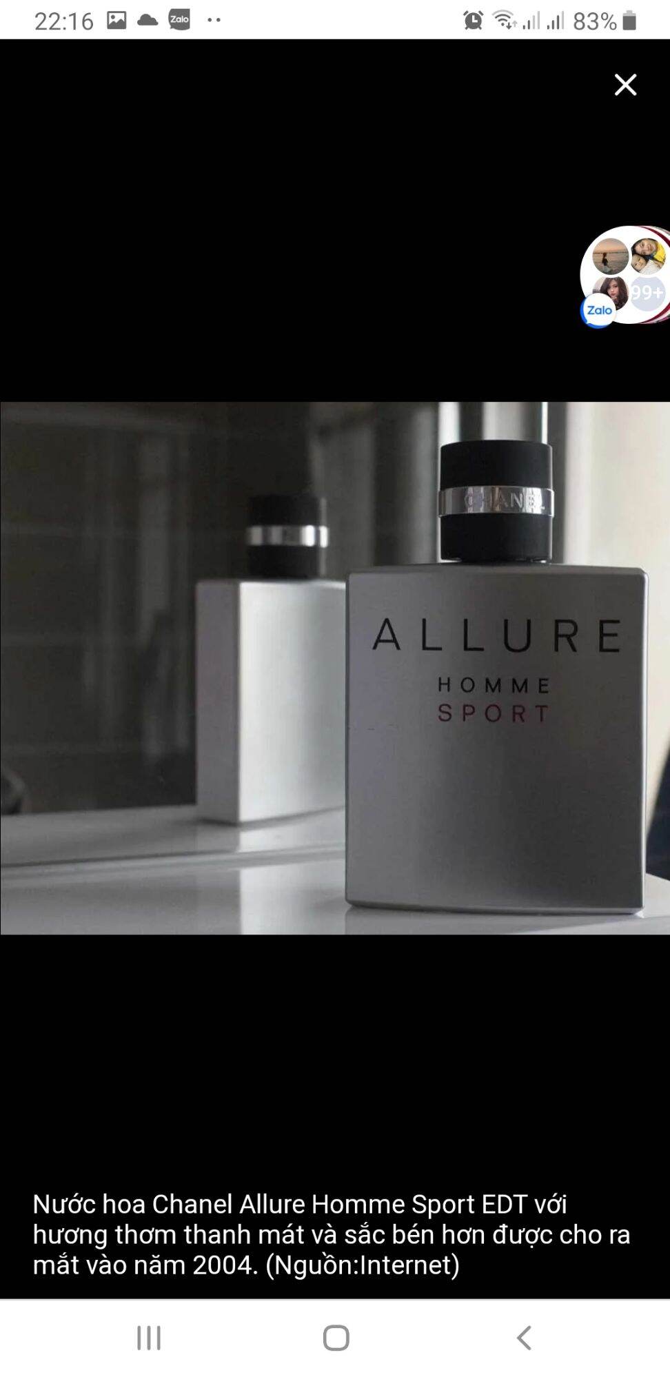 Nước hoa CHANEL ALLURE SPORT, full side 100ml, mùi hương đẳng cấp phái mạnh.