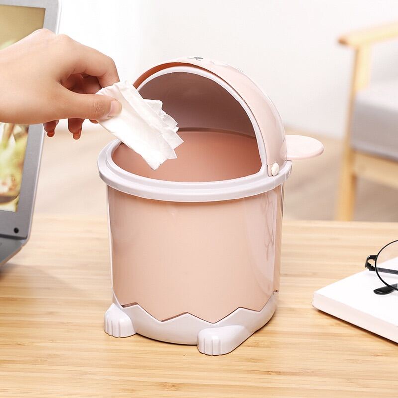 Thùng Rác Mini Nắp Lật Hình Gấu Trúc Dễ Thương ,Để Bàn Học,Bàn Làm Việc