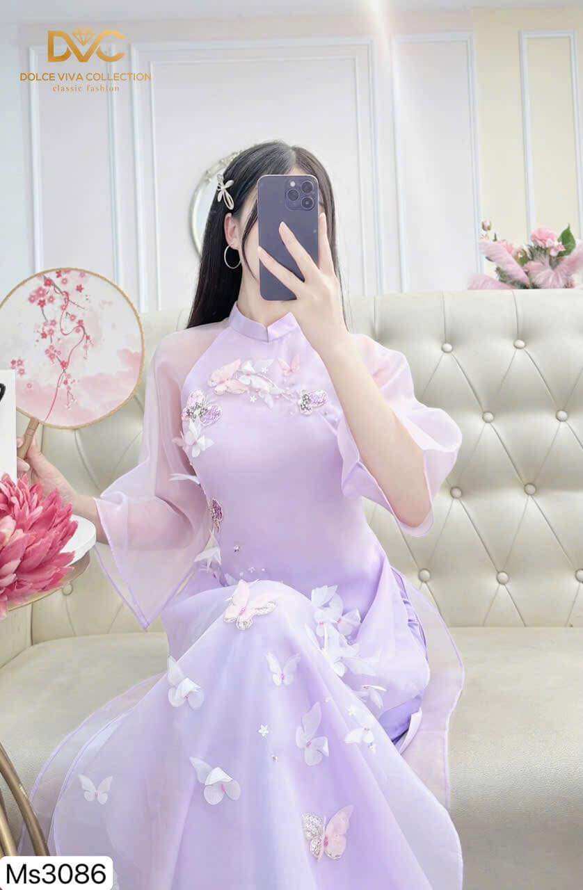 Áo dài cách tân nữ đính kết đá cao cấp - A24